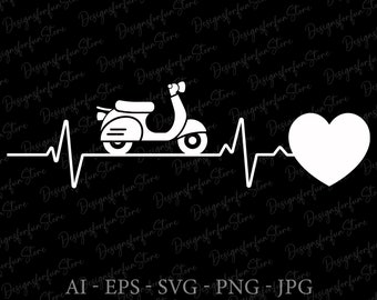 Scooter Heartbeat Svg, Descarga Digital, Scooter Svg, Heartbeat Svg, Vespa Svg, Silhouette, Vespa Heartbeat Svg, Cricut, Svg Cut File