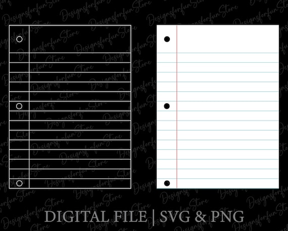 Lined Notebook Paper Svg, Digital Download, School Paper Svg