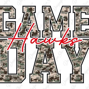 Gameday Hawks Mascot Svg, Camo Pattern Svg, Sublimation Design, Camo Hawks, Football Svg, Team Spirit, School Mascot, Digital Printable