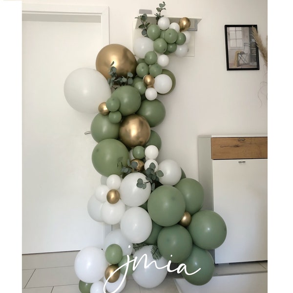 Eucalyptus Grün Weiß Arch Kit Sage Grün Luftballon Girlande   für Hochzeit Deko  Geburtstag Party Deko