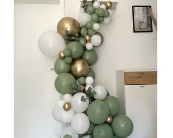 Kit d'arc vert et blanc d'eucalyptus, guirlande de ballons vert sauge pour décoration de mariage, décoration de fête d'anniversaire