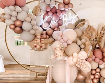 Balloon Garland Boho, Retro Pink Balloon Cream Garland Balloon Wedding Babyshower decoration