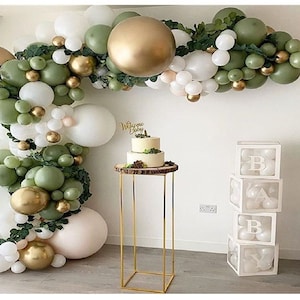 Avocado green balloons garland kit olive green gold balloon white latex balloon birthday decoration balloon set for birthday wedding