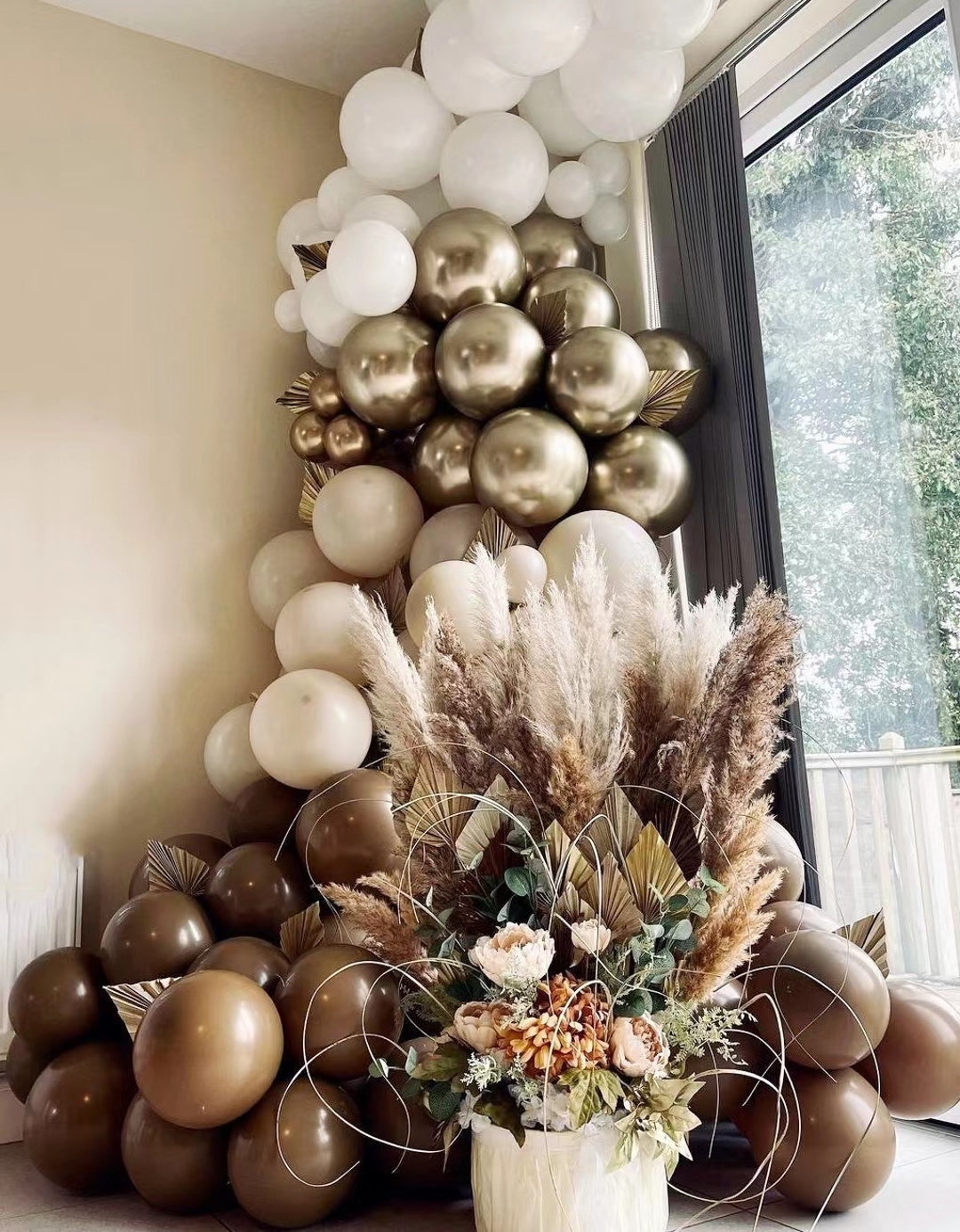 65. Geburtstag Dekoration Set – Beige/brown Vintage Ballons, Banner, Girlanden