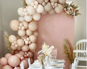 Retro Luftballon Girlande creme rosa beige, Baby Shower, Bridal Shower, altrosa Ballons, dusty pink Dekoration