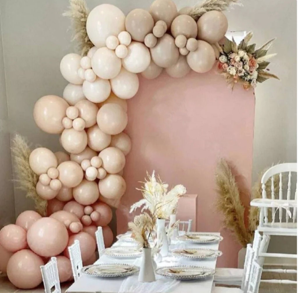 Retro balloon garland cream pink beige, baby shower, bridal shower, old pink balloons, dusty pink decoration