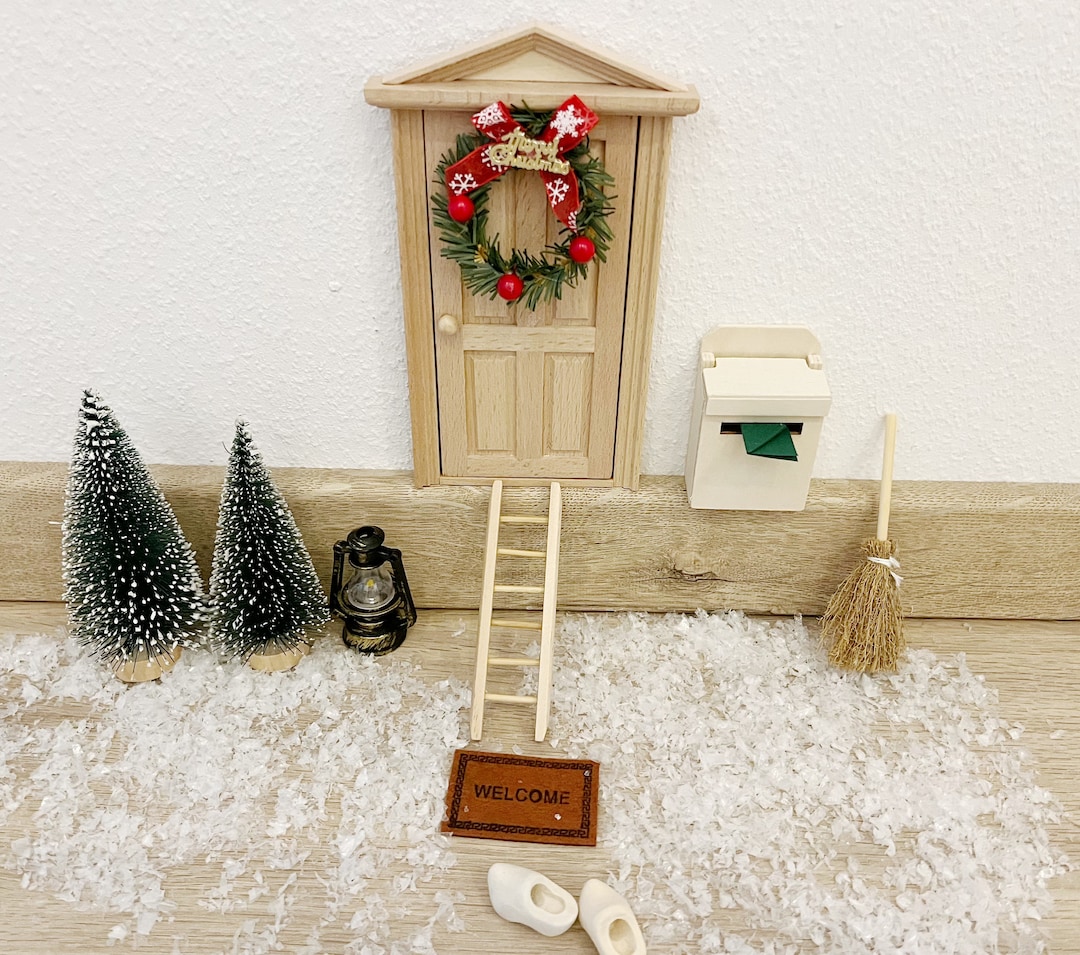 Joycabin Dänische Wichteltür Set - Miniatur Wichtelhaus Mit 18 Teilen Für Weihnachtsdeko