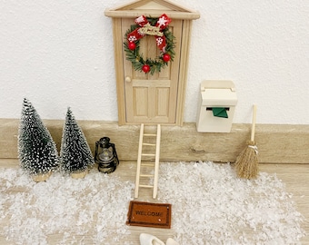 Gnome door set miniature elf door set Christmas decoration, gnome accessories Christmas