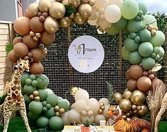 Jungle Safari Luftballon Girlande Grün Dschungel Baby Shower  wild one Luftballons