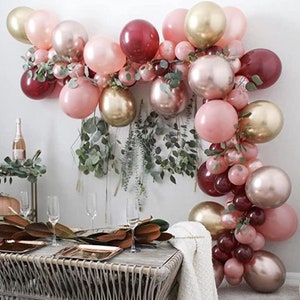 Dusty pink wine red pink gold arch kit for bridal party decoration birthday wedding balloon garland