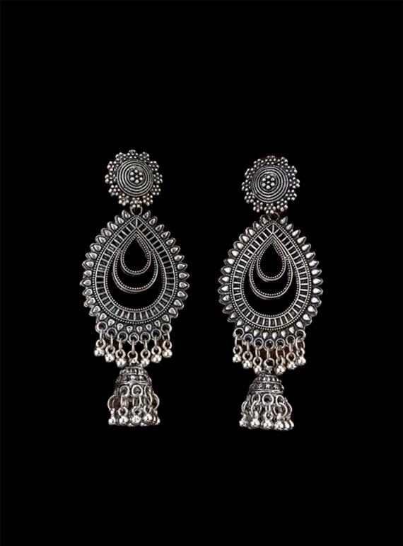 Traditional German Silver Oxidised Antique Party Fancy Trendy Jhumka  Earrings | eBay