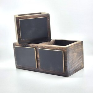 Houten krijtbord etui, organisator bloempot met schoolbord, doos zonder deksel, boerderij rustiek decor, houten kist, vaderdagcadeau
