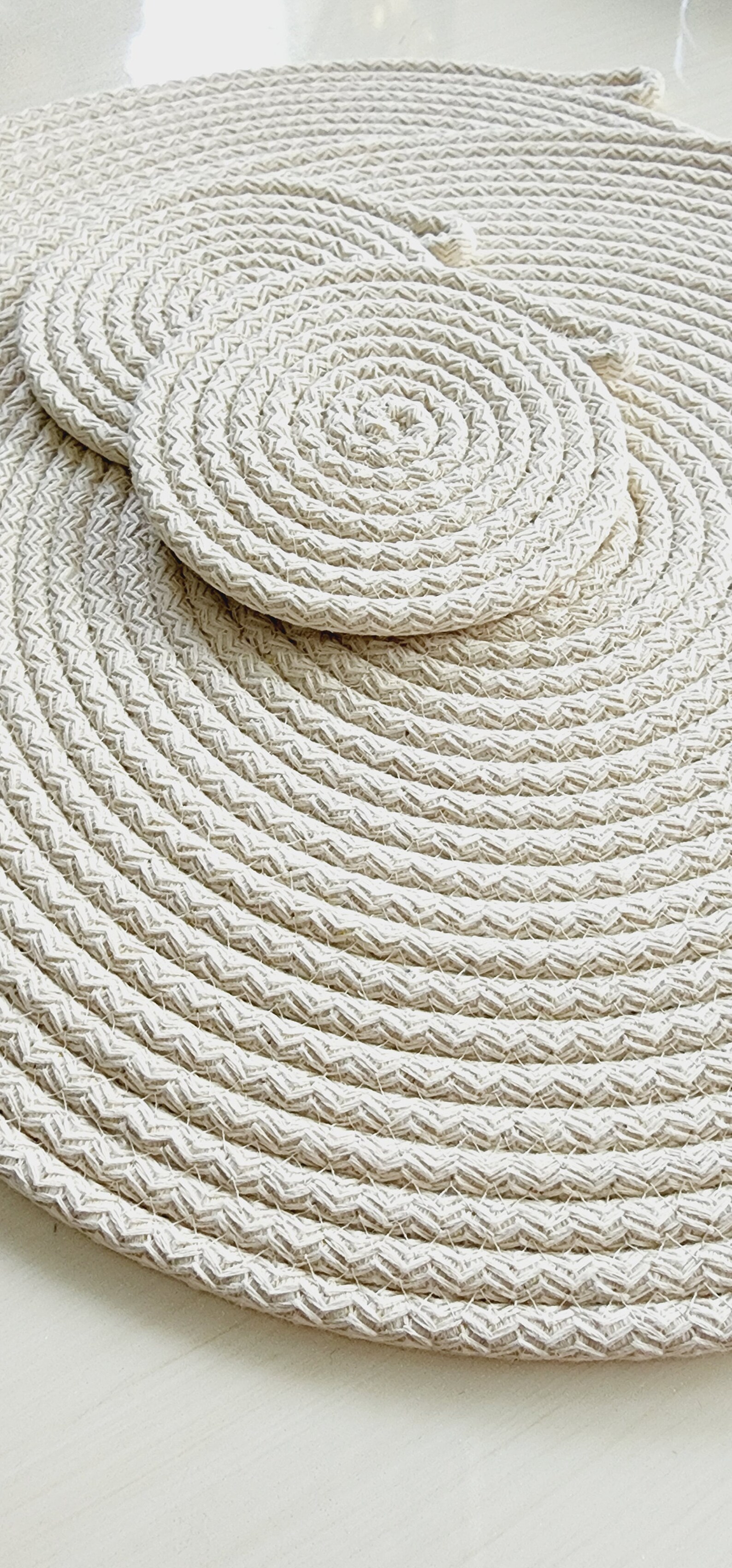 Cotton Rope Placemats and Coasters, Natural Cotton Braided Placemats