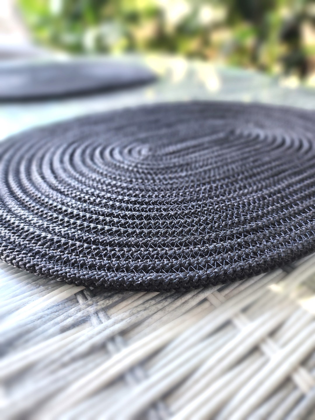 Black Rope Design Oval Placemats Modern Table Decor Handmade Dining ...