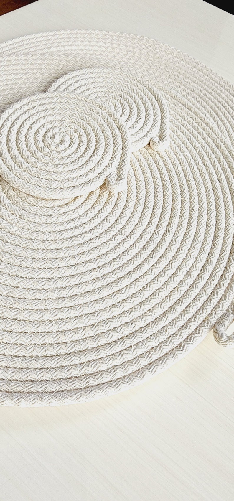 Cotton Rope Placemats and Coasters, Natural Cotton Braided Placemats