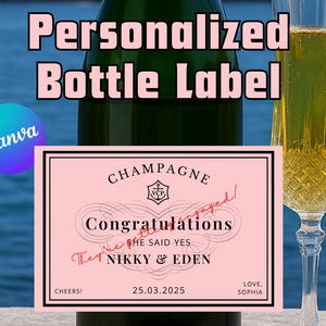 Custom Veuve Clicquot Label, Label For Champagne Bottle, Custom Champagne Label, Prosecco Label For Engagement, Champagne Etiket, Pink Label