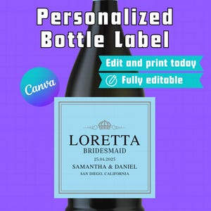 Custom La Marca Prosecco Label, Personalized Champagne Bottle Label, Printable Prosecco Labels For Engagement, Custom Wine Bottle Label