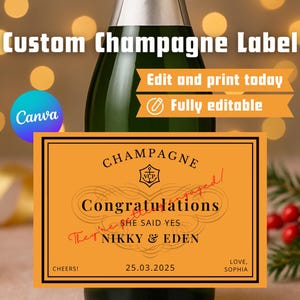 Benutzerdefiniertes Champagneretikett, personalisiertes Champagneretikett, Champagnergeschenke, Champagnervorlage, Champagneretikett für Hochzeit, Geburtstag, Brautjungfer