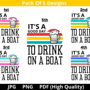 Es un buen día para beber en un barco (Png), frases divertidas sobre barcos, retro, bebida divertida, paseo en barco de verano, navegación (Png), horario de verano, listo para imprimir