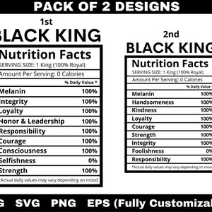 Black King valeur nutritive Svg, Black King Svg, Svg mélanine garçon, fête des pères noirs, afro-américain, Png, fichiers pour Cricut & Silhouette