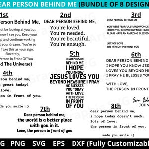 Caro personaggio dietro di me in formato SVG PNG, Alla persona dietro di me in formato SVG, Spero che tu sappia che Gesù ti ama in formato SVG, Ama come Gesù in formato SVG, Pacchetto "Gesù ti ama"