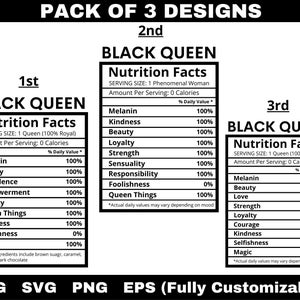 Black Queen Nutrition Faits SVG, Black Queen SVG, Femme noire SVG, Black Melanin Girl SVG, Magic SVG, Png, Cricut Cut Files, Silhouette,