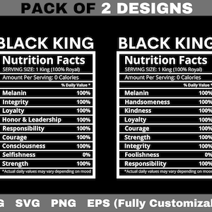 Black King valeur nutritive Svg, Black King Svg, Svg mélanine garçon, fête des pères noirs, afro-américain, Png, fichiers pour Cricut & Silhouette