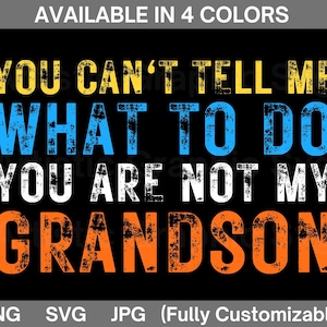 You Can't Tell Me What To Do You Can't Tell Me What To Do, je bent niet mijn kleinzoon Svg, opa cadeau Svg, oma svg, Vaderdagcadeau, png, Cricut Cut-bestand, grootouders
