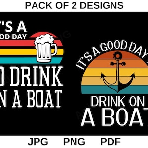 Es un buen día para beber en un barco Png, vacaciones en barco / crucero Png, Retro Png, bebida divertida, viaje en barco de verano, paseos en bote Png, horario de verano