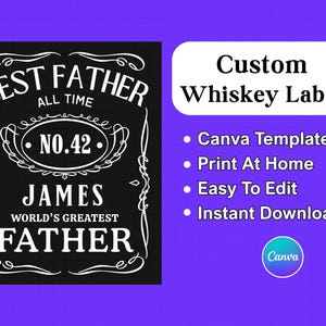 Druckbares Whisky personalisiertes Etikett, benutzerdefinierte Whiskyetikettenvorlage Vatertag, benutzerdefiniertes Whiskyetikett, Miniflaschenetikett, Vatertagsgeschenke