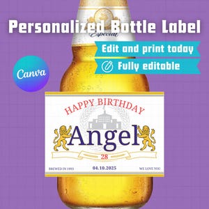 Custom Modelo Beer Label, Modelo Beer Label 12oz Canva Template, Custom Beer Label, Personalized Beer Gift, Cerveza, Birthday Labels Gifts