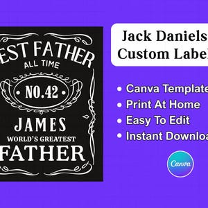 Rótulo personalizado Jack Daniels, modelo de rótulo de uísque Jack Daniels para o Dia dos Pais, rótulo de uísque personalizado, rótulo de mini garrafa, presentes para o Dia dos Pais