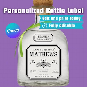 Etichetta Tequila personalizzata Patron, etichetta bottiglia personalizzata su tela, regalo Tequila Patron personalizzato per lui, etichetta compleanno, bomboniera matrimonio, etichetta festa