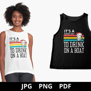 Es un buen día para beber en un barco Png, vacaciones en barco / crucero Png, Retro Png, bebida divertida, viaje en barco de verano, paseos en bote Png, horario de verano