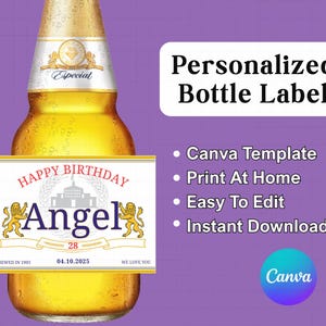 Custom Modelo Label, Modelo Personalized Beer Bottle Labels, Beer Custom Labels, Modelo Gifts, Beer Canva Templates For Wedding & Birthday