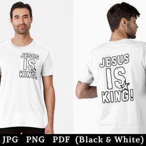 Jezus is koning png, christelijke png voor mannen, bijbelvers png, God Faith dtf klaar om te drukken, christelijke voor- en achterkant png, religieus gezegde png