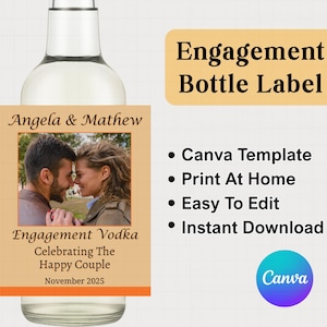 Tito's Vodka verlovingslabel, gepersonaliseerd Titos-flesetiket, Tito's aangepaste wodkalabel, Tito's Vodka cadeau, voor verloving, vrijgezellenfeest