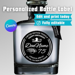 Etiquetas personalizadas Don Julio 70, etiqueta personalizada Don Julio 70 editável, etiqueta personalizada Don Julio 1942, presente de aniversário para ela, PDF para festa de casamento