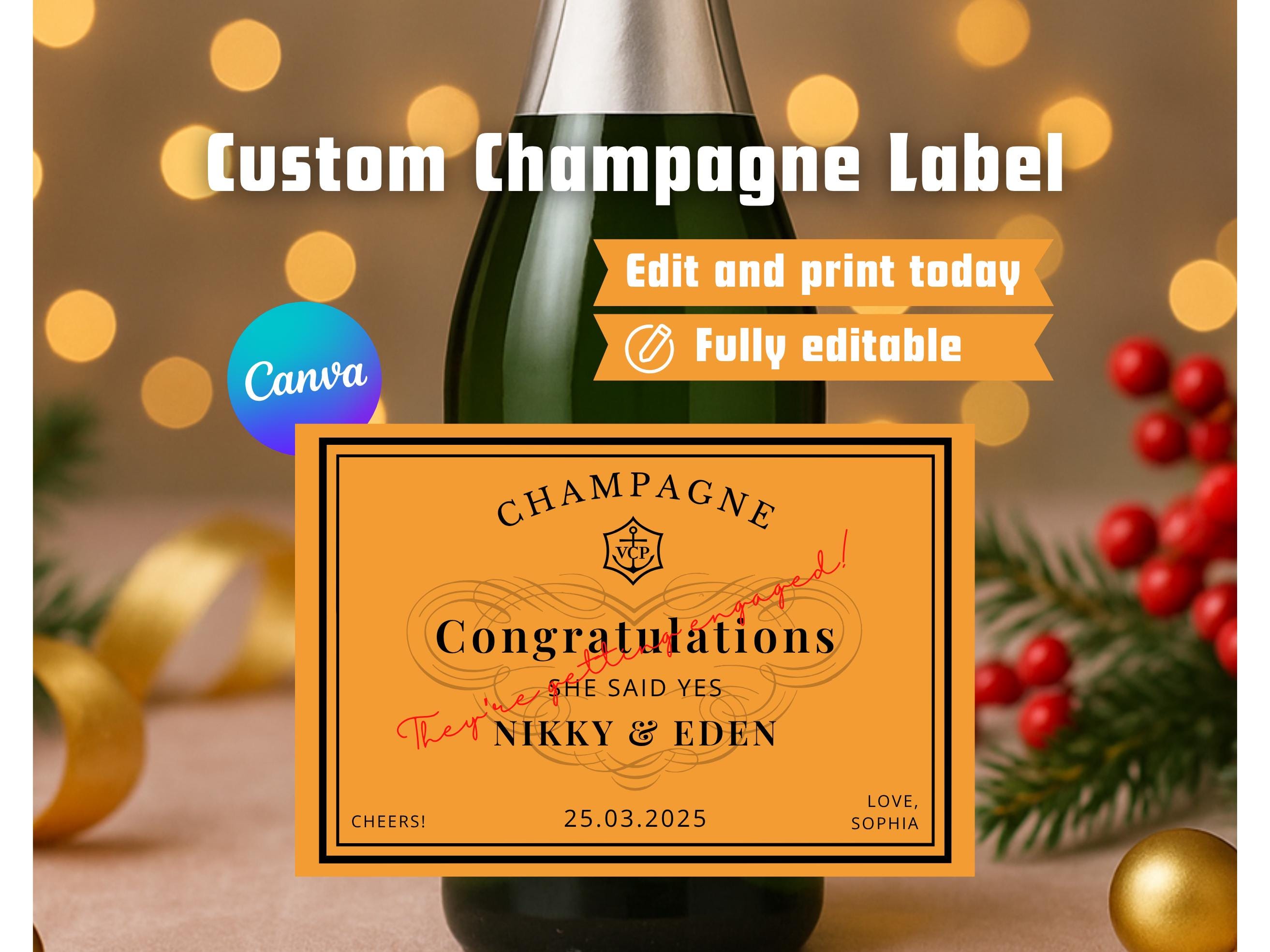 Custom Veuve Clicquot Label Champagne Label, Personalized Champagne Label, Champagne Gifts, Label Template For Wedding, Birthday, Bridesmaid