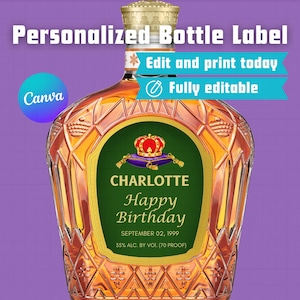 Crown Royal Custom Label, Best Man Whiskey Label Canva Template Personalized Gift, Bachelorette Party Gifts, Birthday Gift, Anniversary Gift