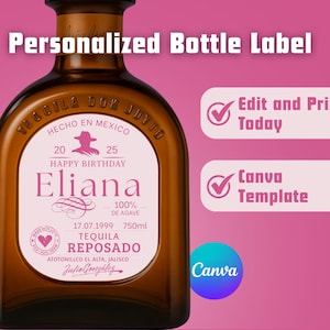 Don Julio Custom Label Canva Template, Custom Don Julio Label Girl, Tequila Label Canva Template Personalized, Idealny prezent urodzinowy dla niej