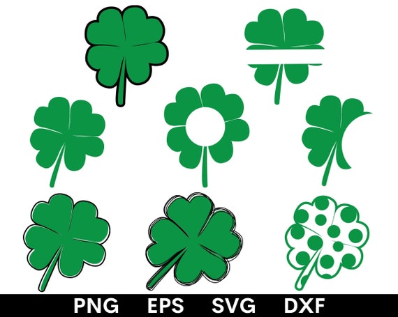 Four Leaf Clover Svg | St Patricks Day Svg | Black Solid and