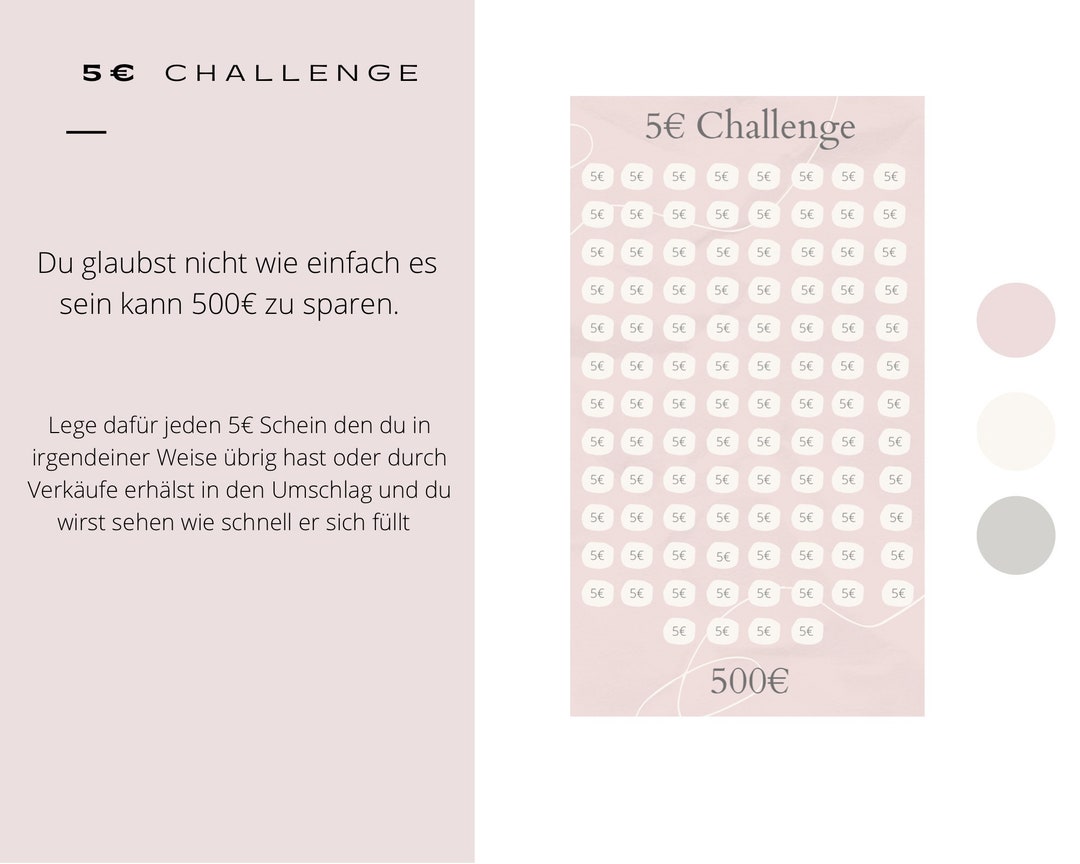 Tracker défi 5 euro à imprimer – GereTonBudget