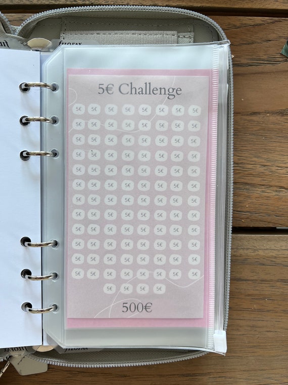 A6 Budget Planner Francais avec défi (lot de 24) - 8 défis pour économiser  de l'argent - Accessoires pour A6 Classeur - Set de défi avec 1€, 2€, 5€, 10€, 20€, 50€, 52 jours