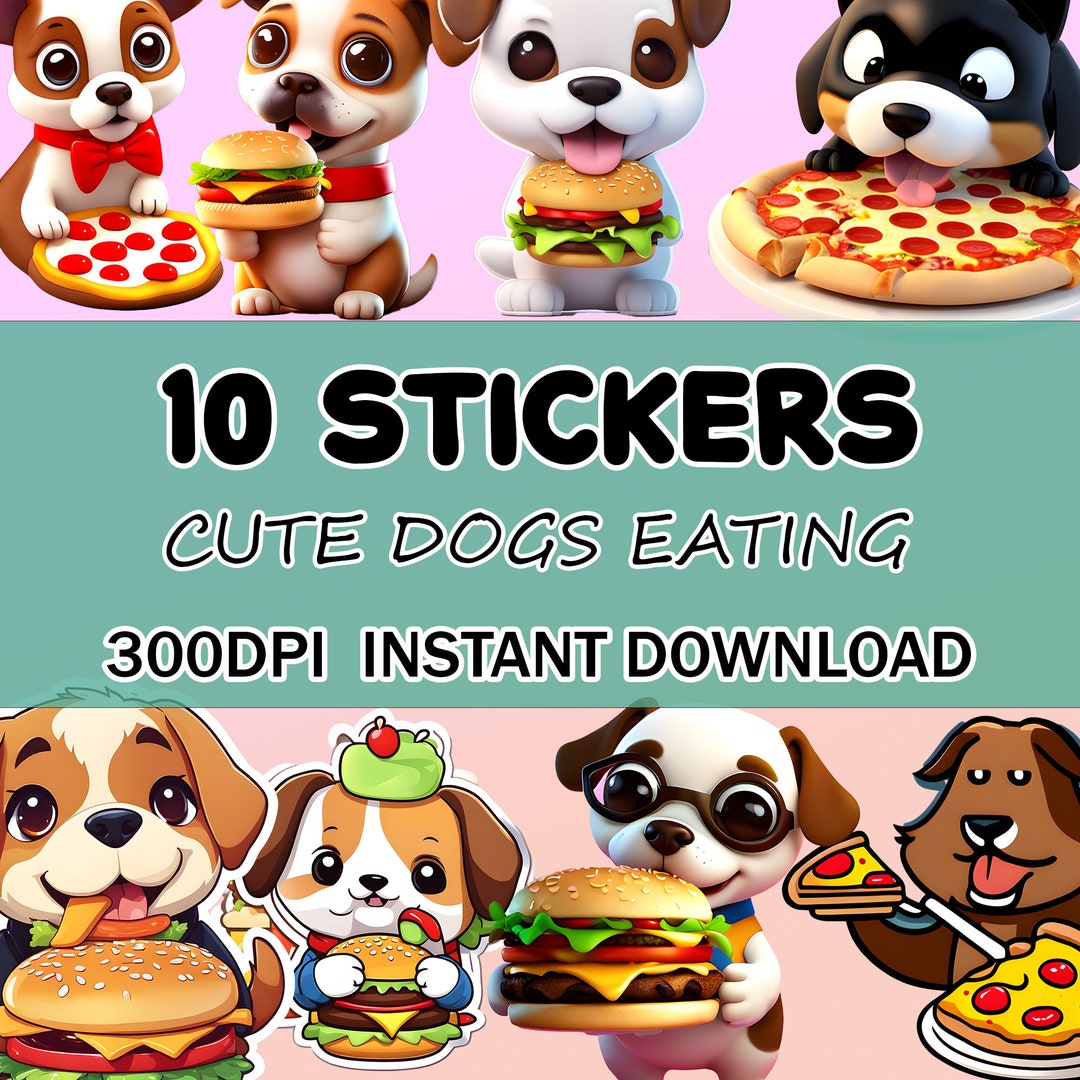 10 Adorable Printable Dog Clipart Stickers Pack Set of 10 - Etsy