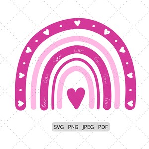 BOHO Pink Rainbow SVG - PNG, Silhouette & Cricut Files