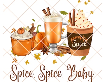Spice Spice Baby, Autumn Pumpkin Spice PNG Files for Sublimation & Print
