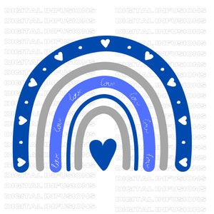 BOHO Blue Rainbow SVG - Fichiers PNG, Silhouette & Cricut