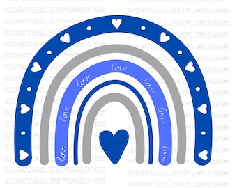 BOHO Blue Rainbow SVG - File PNG, Silhouette & Cricut