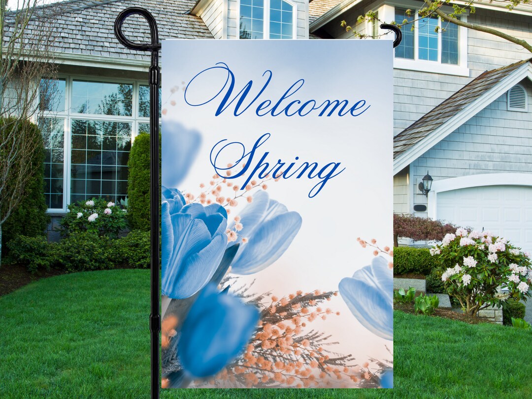 Welcome Spring, Tulips Garden Flag PNG - Etsy